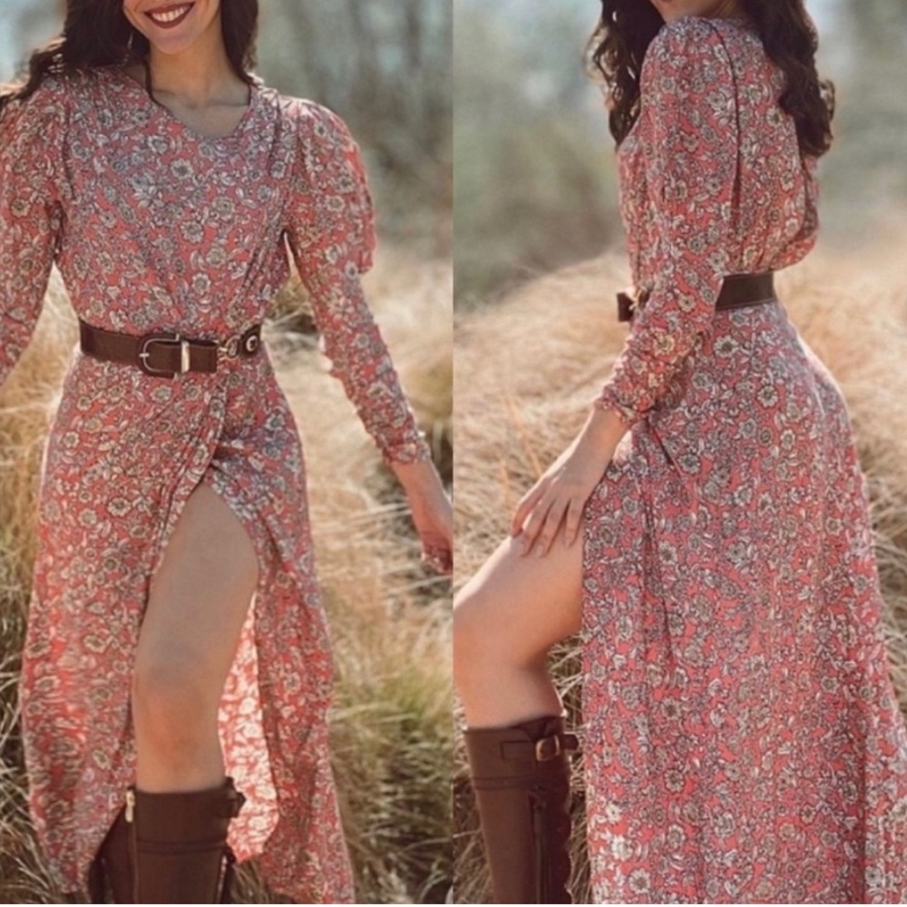 Zara Floral Print Puff Sleeve Dress